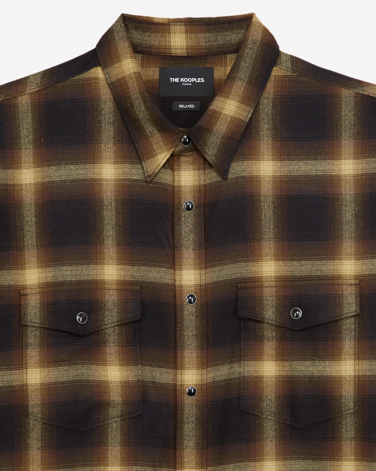The Kooples MEN YELLOW BLACK cotton shirt with black and yellow checks