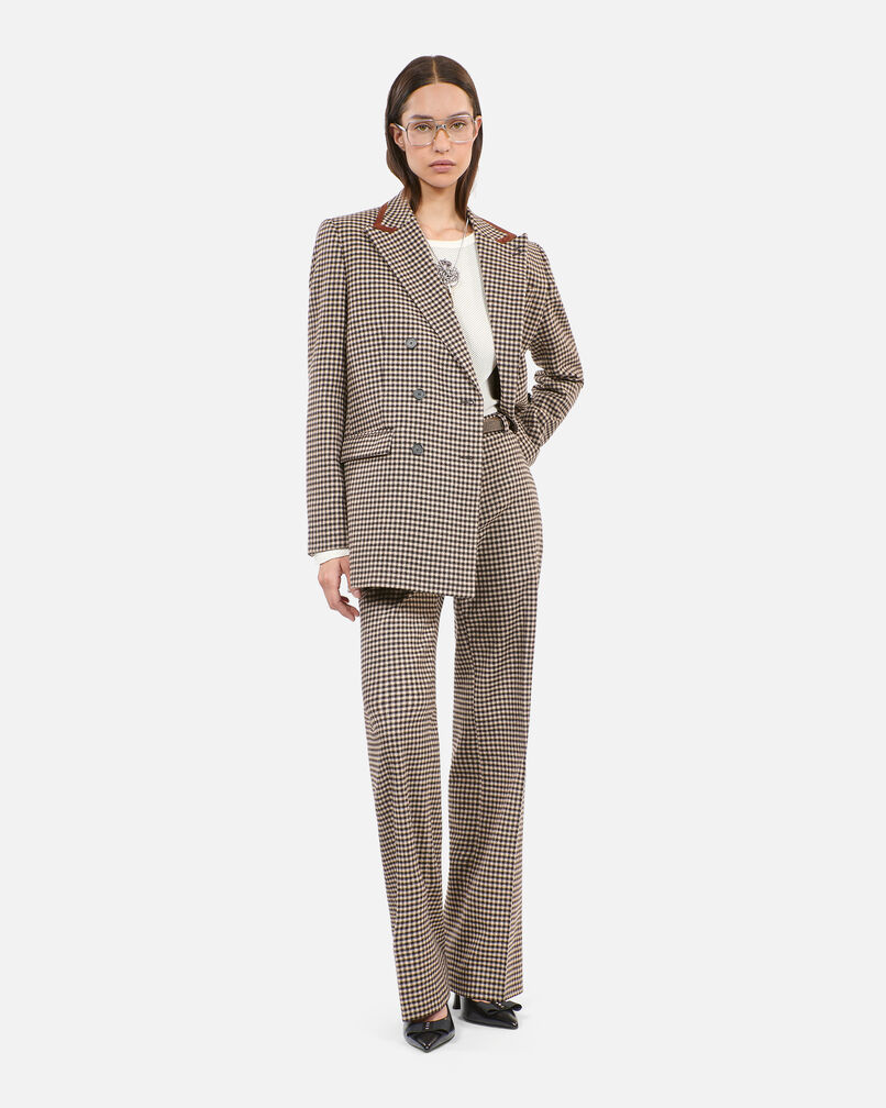 The Kooples FEMME ECRU BLACK pantalon tailleur ample à carreaux vichy