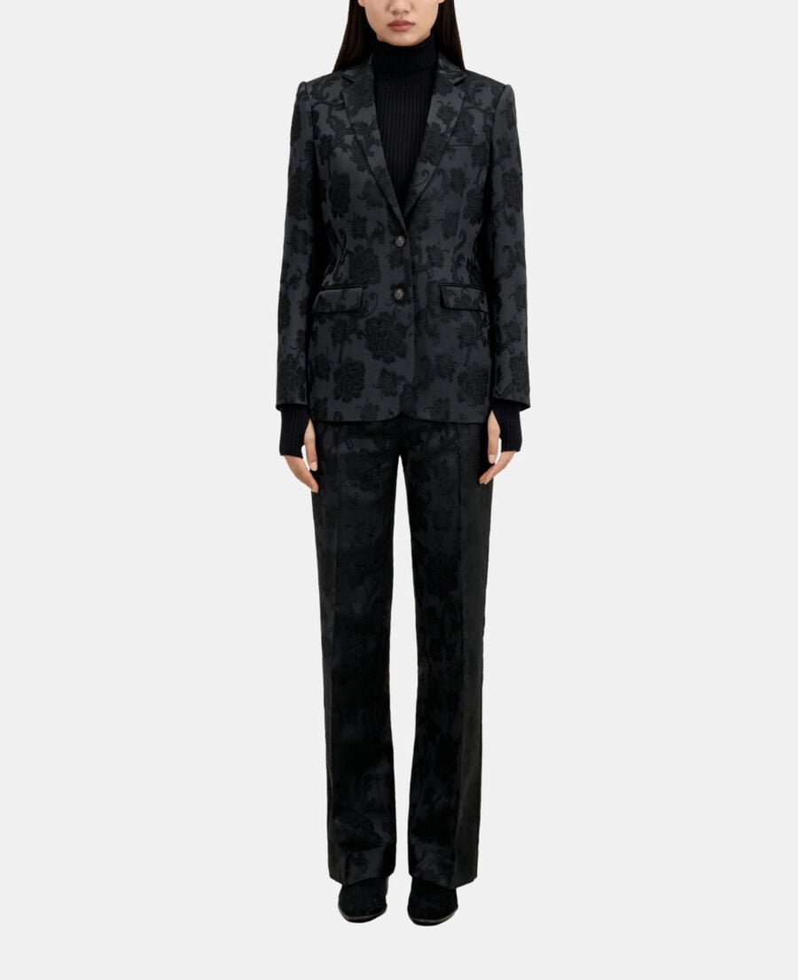 The Kooples FEMME BLACK veste tailleur fleurie noire