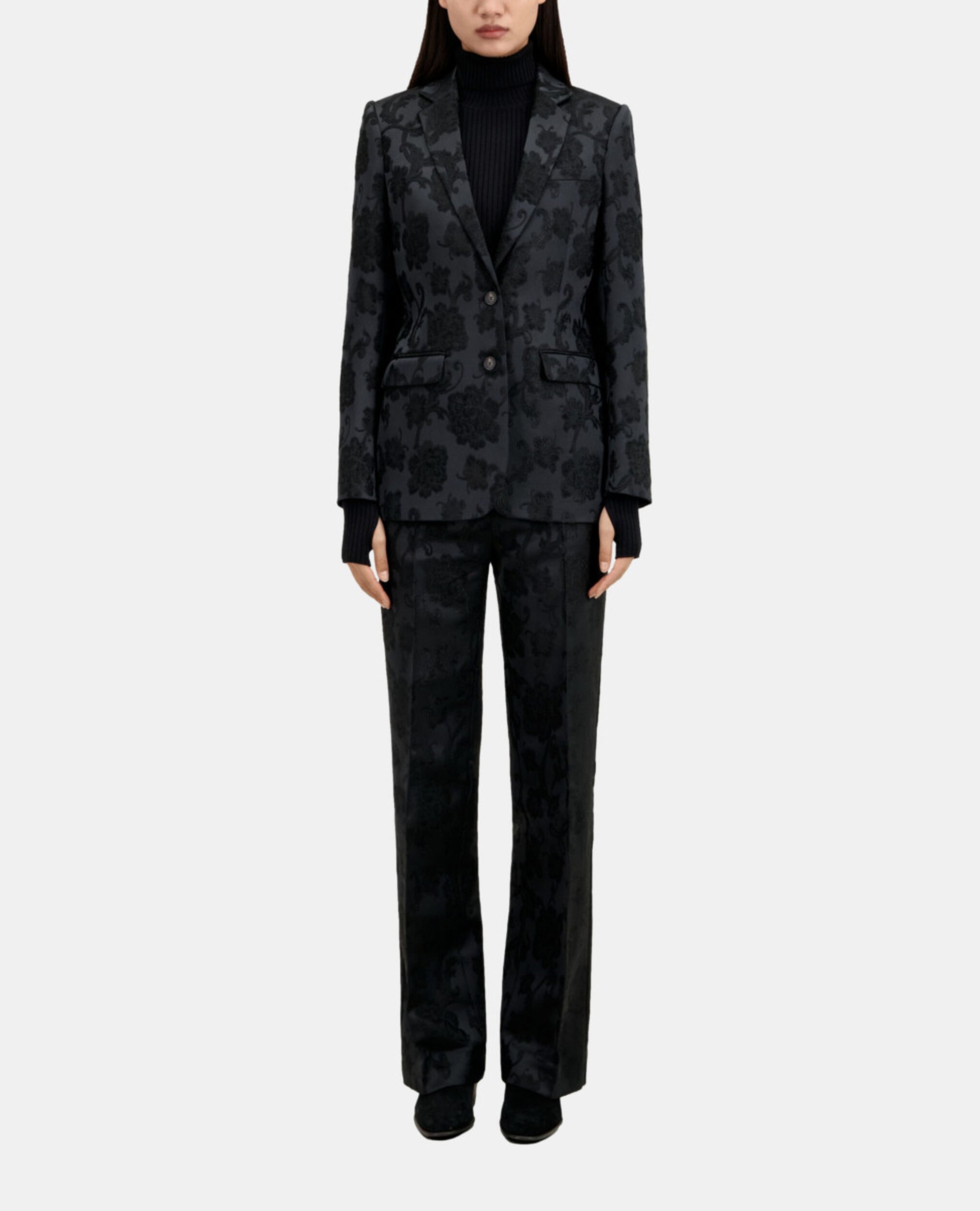 Veste tailleur fleurie noire, BLACK, hi-res image number null