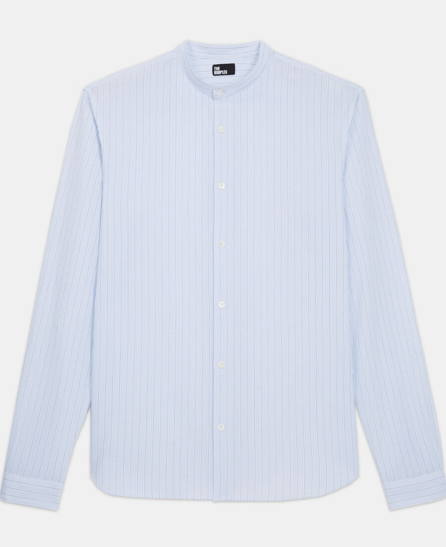 striped shirt with mao-neck