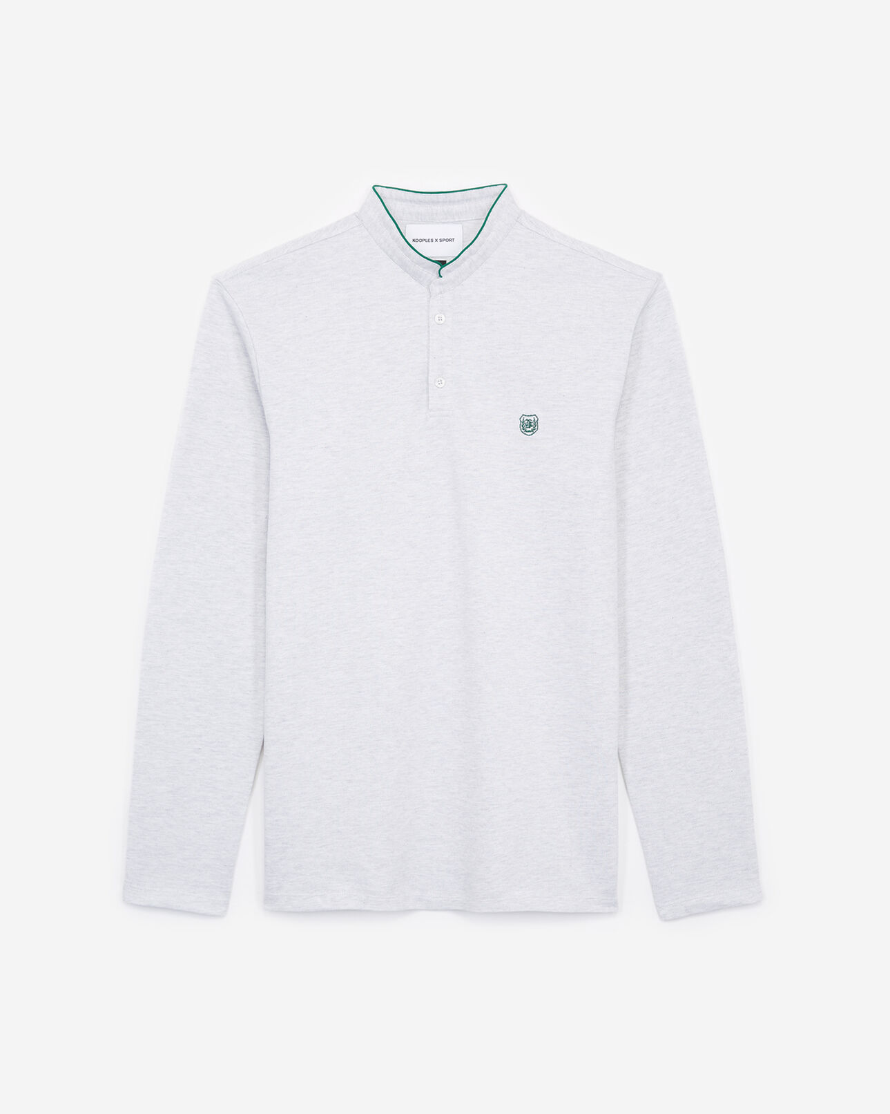 The Kooples HOMBRE LT WHITECHI / FORESTGREEN camisa polo slim blanca cuello mao