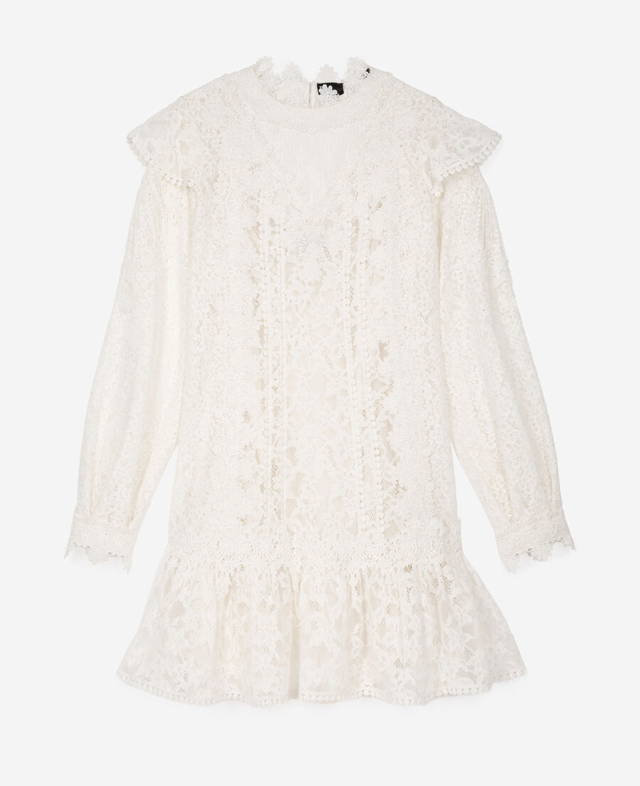 The Kooples DAMEN ECRU kurzes kleid aus ecrufarbener spitze