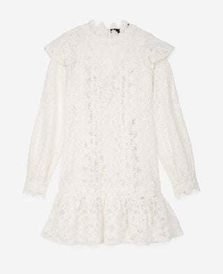 The Kooples WOMEN ECRU short dress in ecru lace