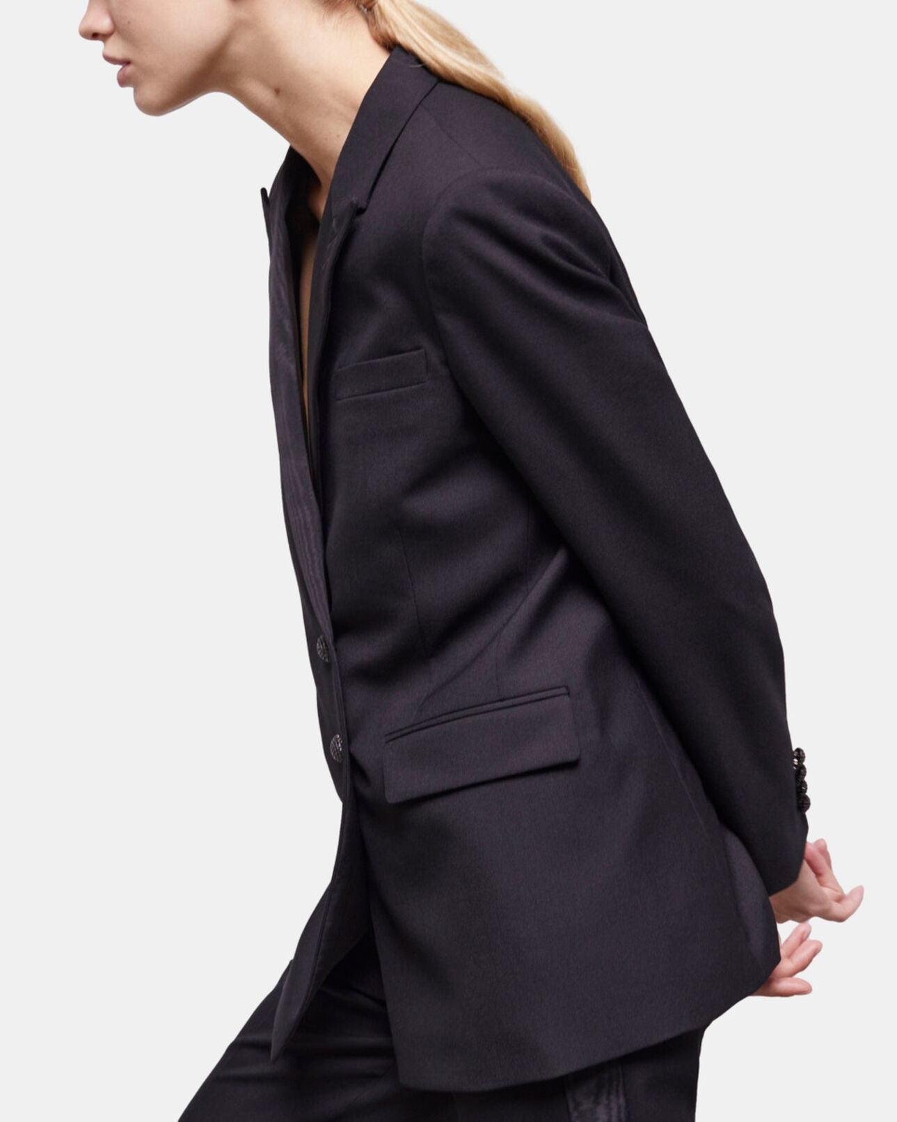 The Kooples WOMEN BLACK black wool suit jacket
