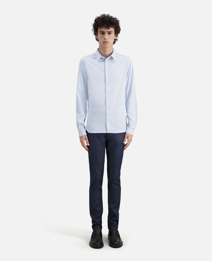 chemise formelle bleue en popeline