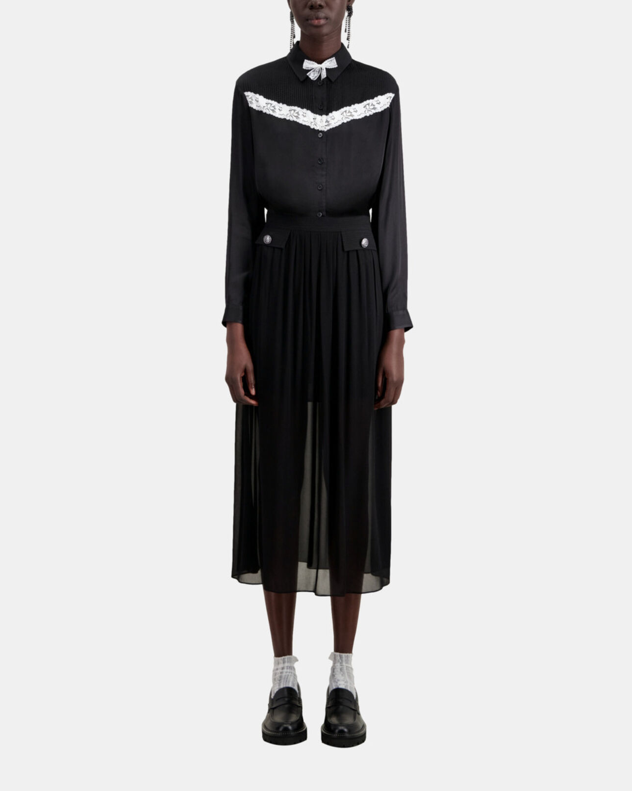 The Kooples WOMEN BLACK long black skirt with pockets