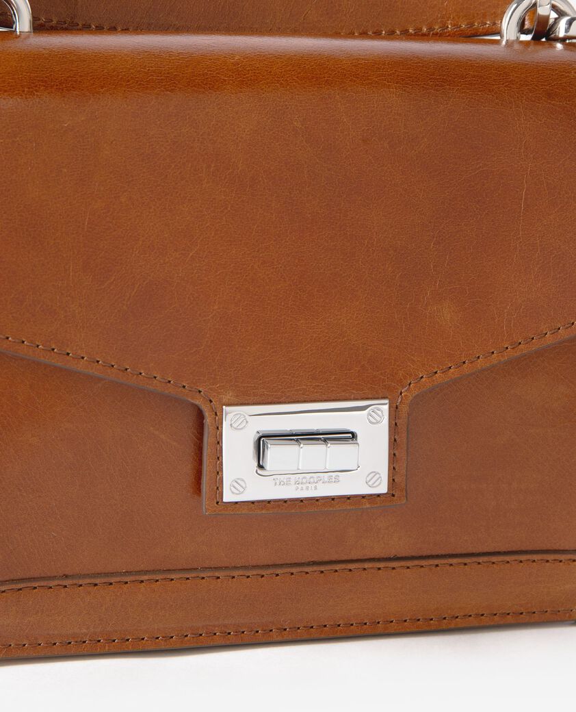 The Kooples WOMEN BROWN emily bag in cognac cracked leather