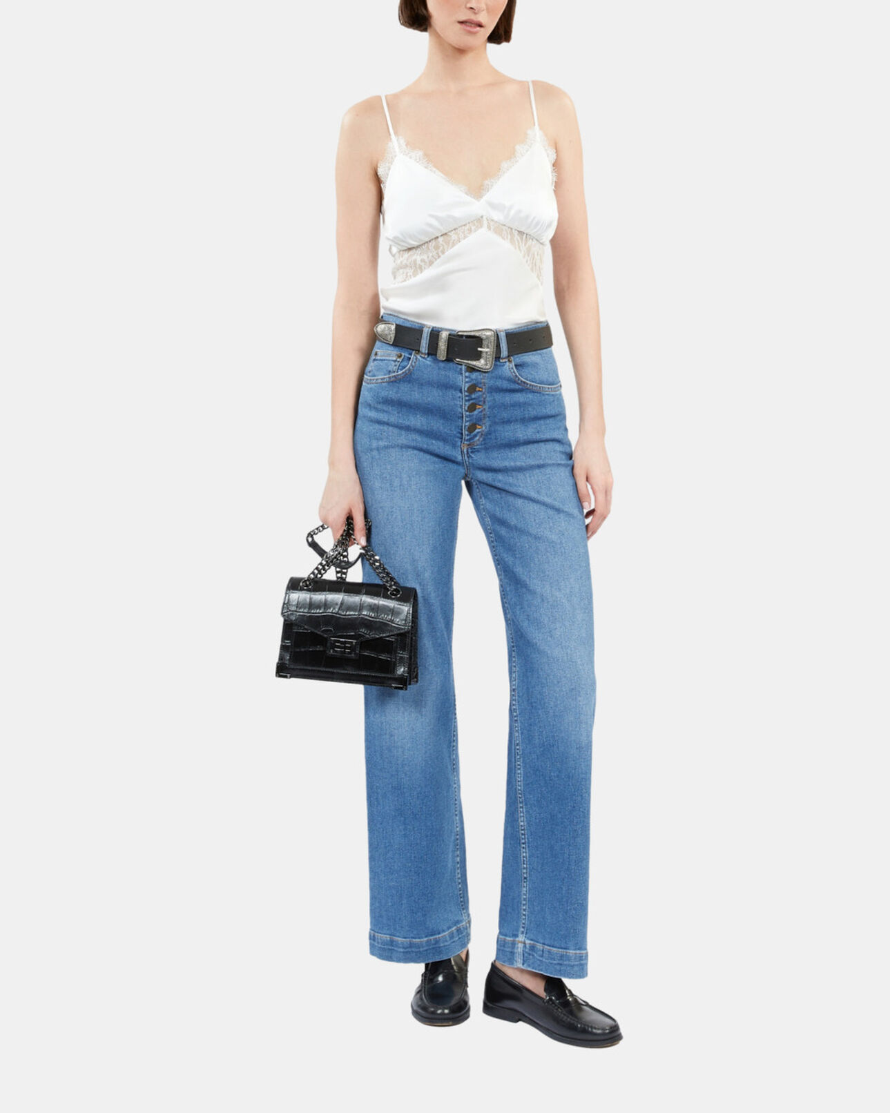 The Kooples WOMEN ECRU ecru silk camisole with lace