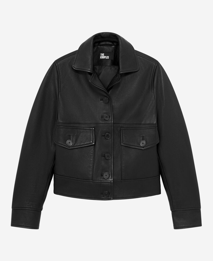 The Kooples MUJER BLACK chaqueta corta de cuero negra
