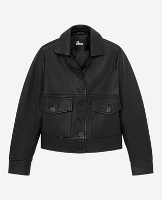 The Kooples MUJER BLACK chaqueta corta de cuero negra