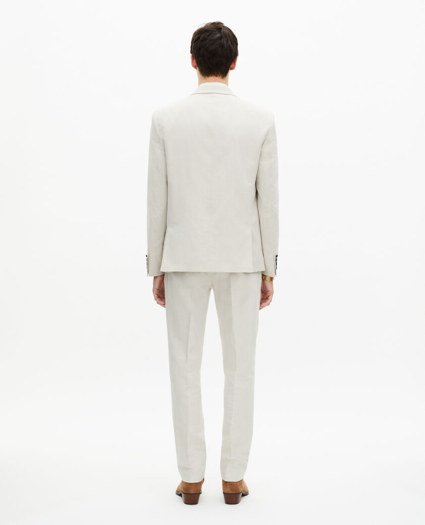 The Kooples HOMME ECRU veste de costume en coton - lin écrue