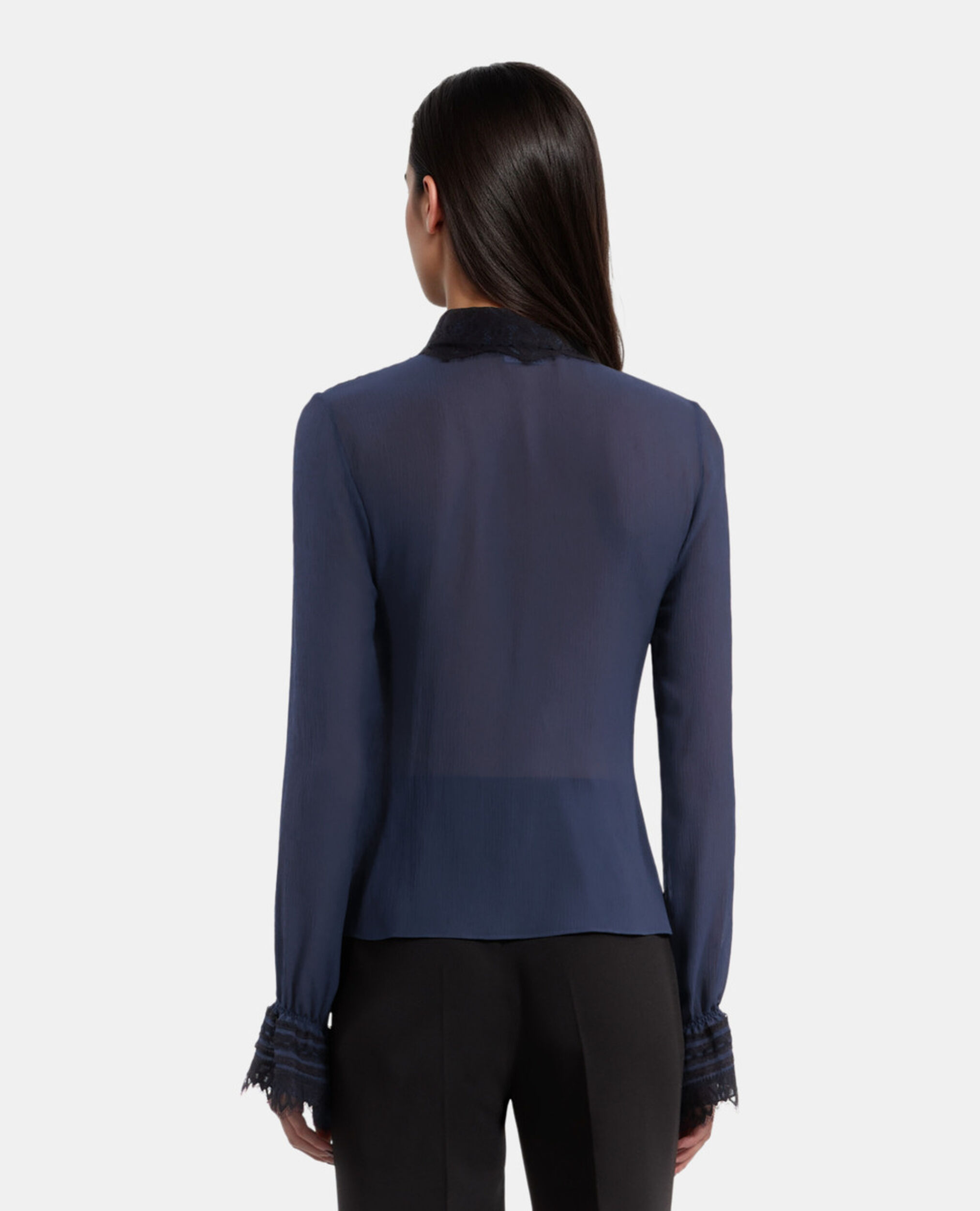 Navy blue silk shirt, DARK NAVY, hi-res image number null