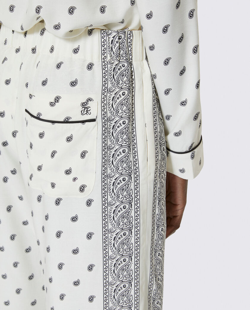 The Kooples WOMEN WHITE / BLACK straight-leg bandana print pants ecru