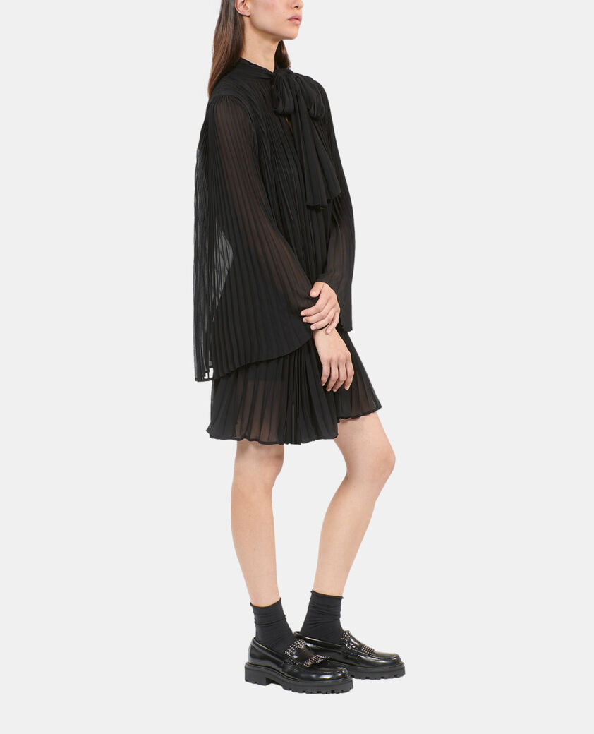 The Kooples FEMME BLACK robe courte pliss&eacute;e noire