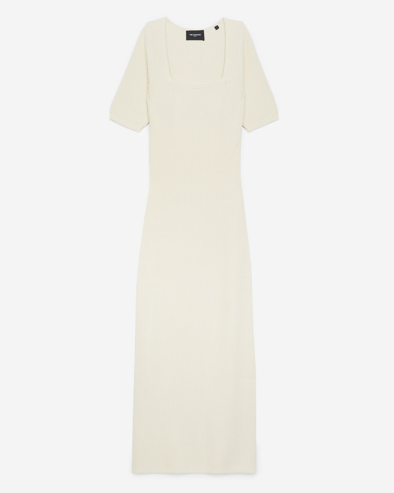 The Kooples FEMME ECRU robe longue écrue maille et col carré