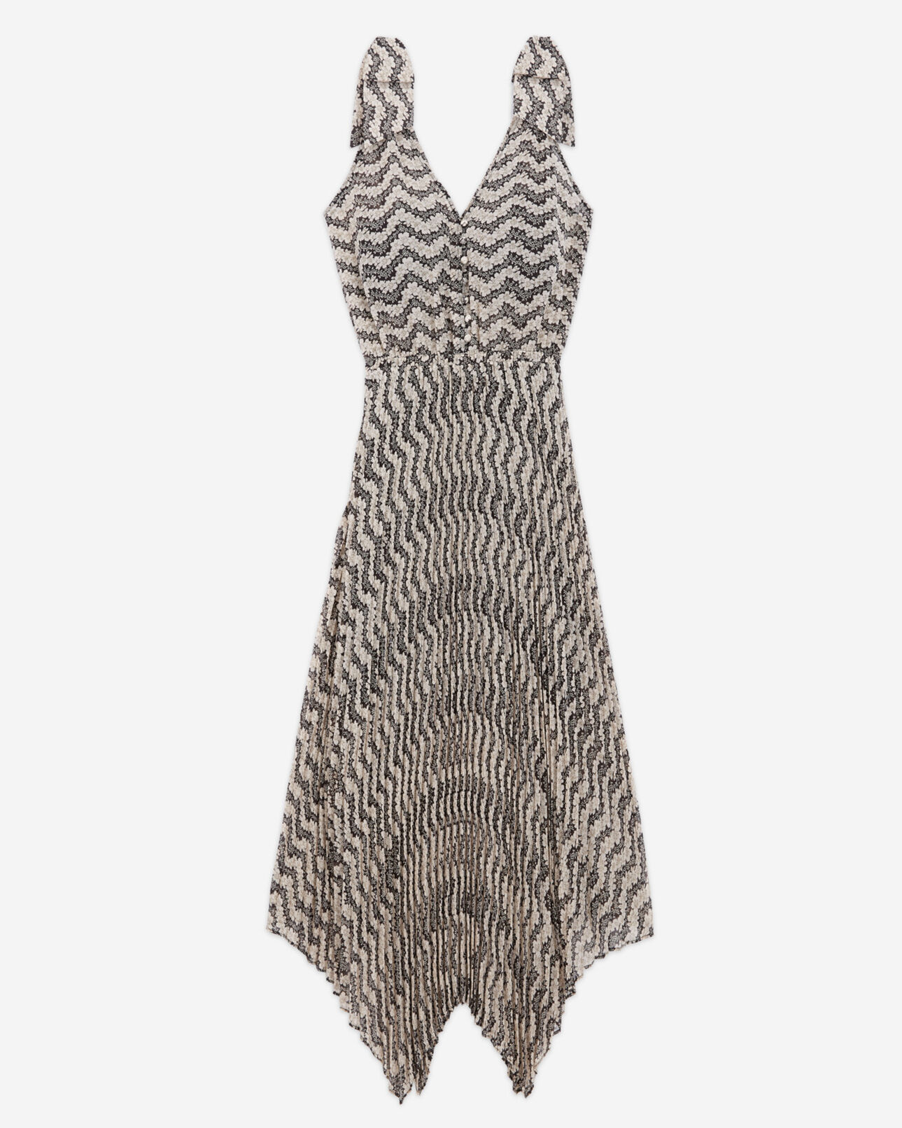 The Kooples WOMEN BLACK-ECRU long floral dress