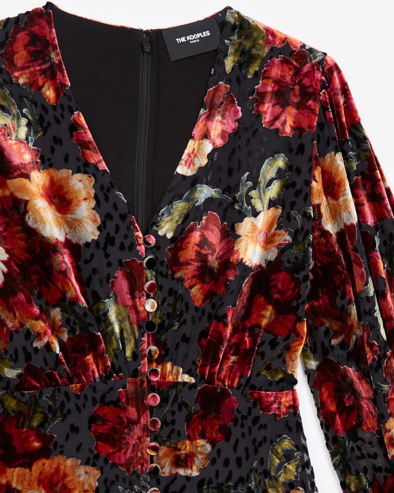 The Kooples FEMME MULTICOLOR robe courte velours imprimé fleurs