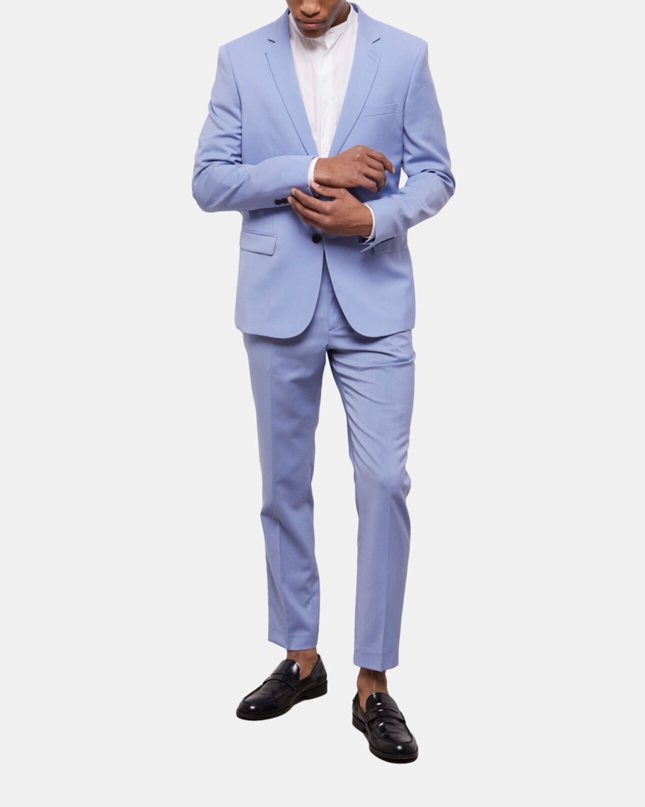 The Kooples MEN LIGHT BLUE blue end-on-end wool suit jacket
