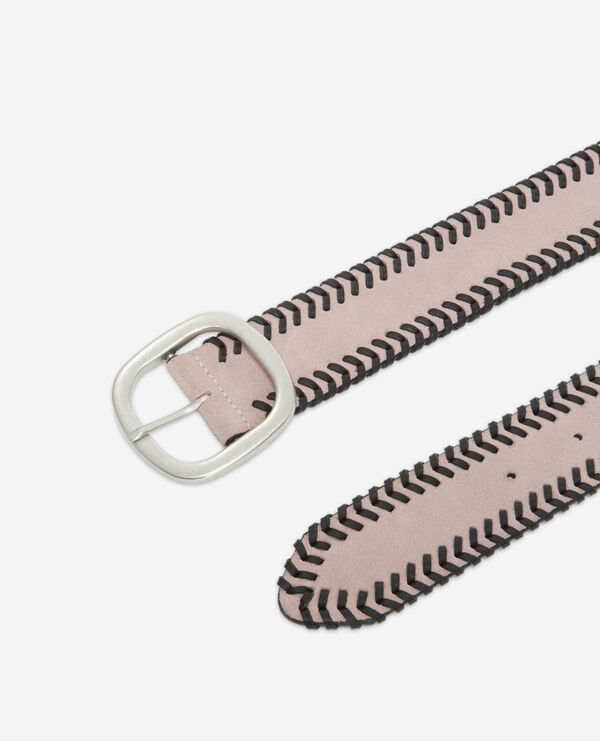 suede finish pink high waist leather belt