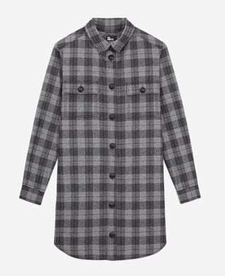 The Kooples FEMME GREY BLACK robe chemise courte à carreaux gris