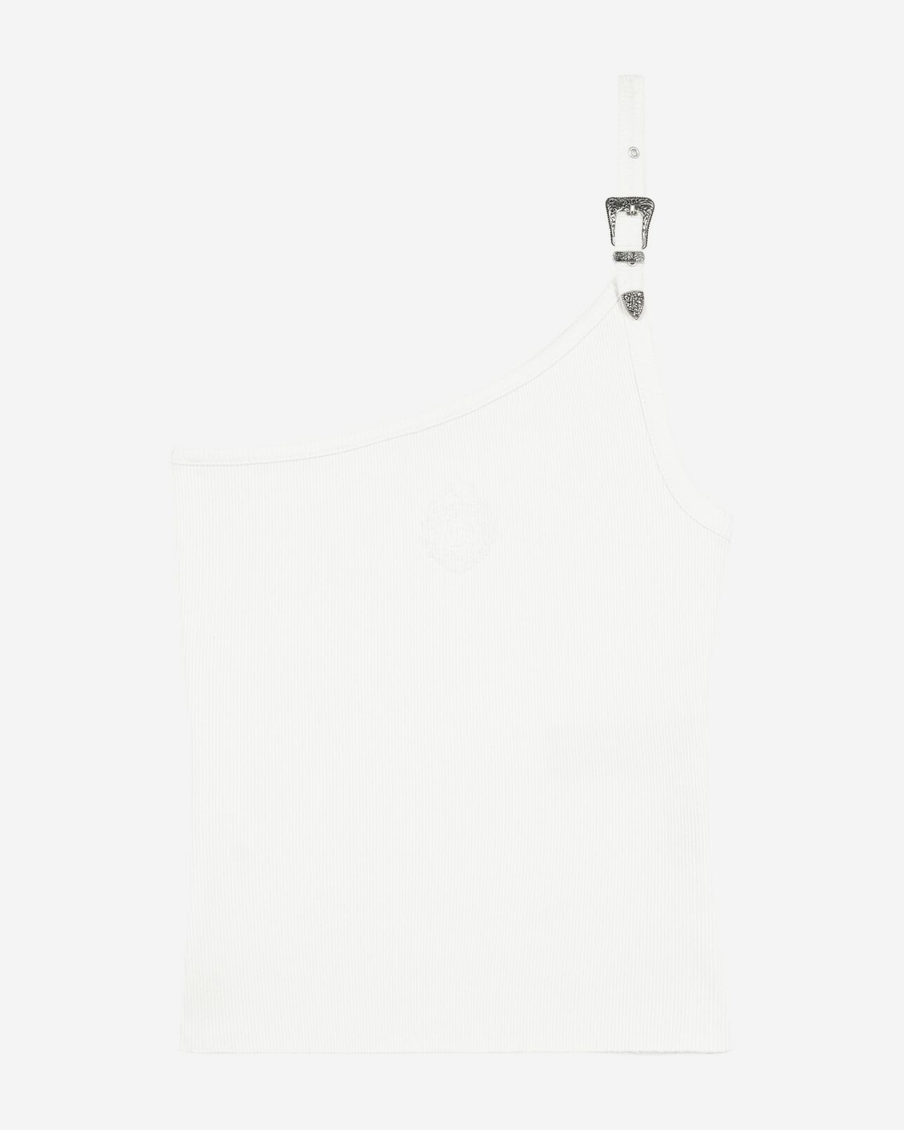 The Kooples FEMME ECRU débardeur asymétrique côtelé écru