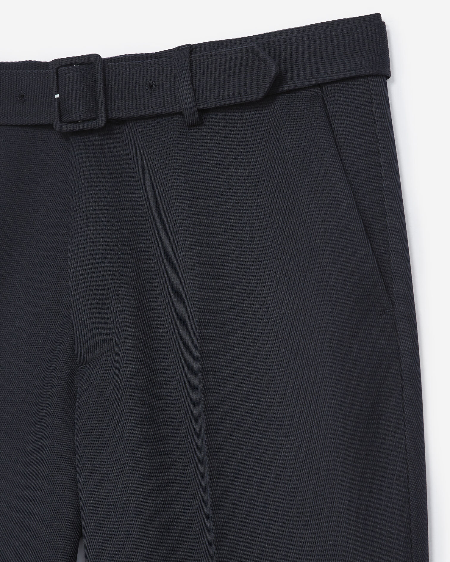 Pantalon droit laine bleu marine à plis, NAVY, hi-res image number null
