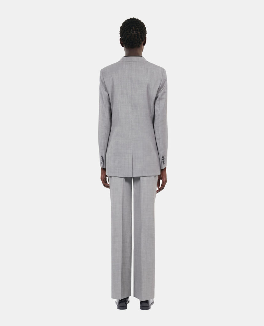 The Kooples WOMEN BEIGE MELANGE taupe wool suit jacket