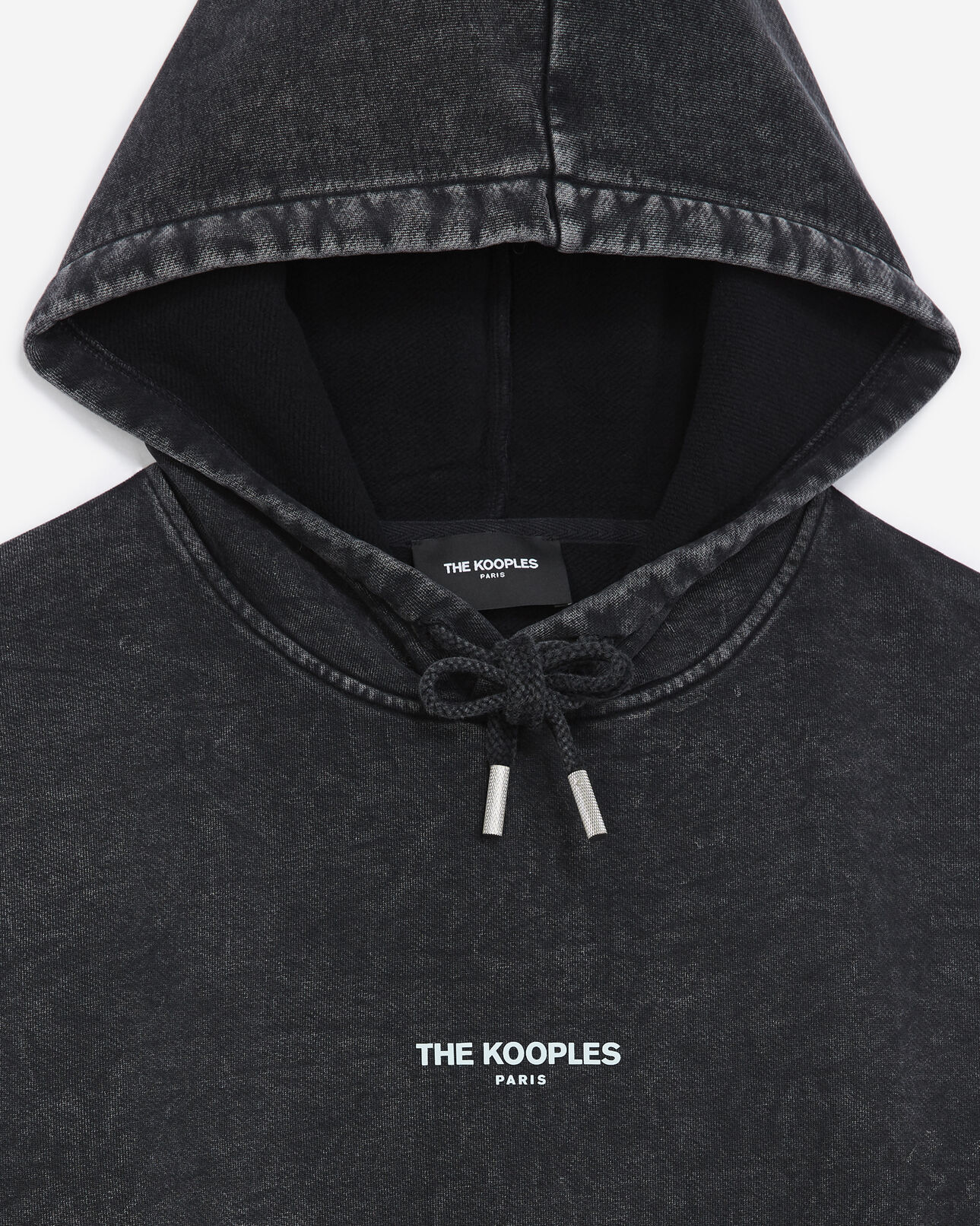 The Kooples WOMEN BLACK WASHED faded hoodie with contrasting logo