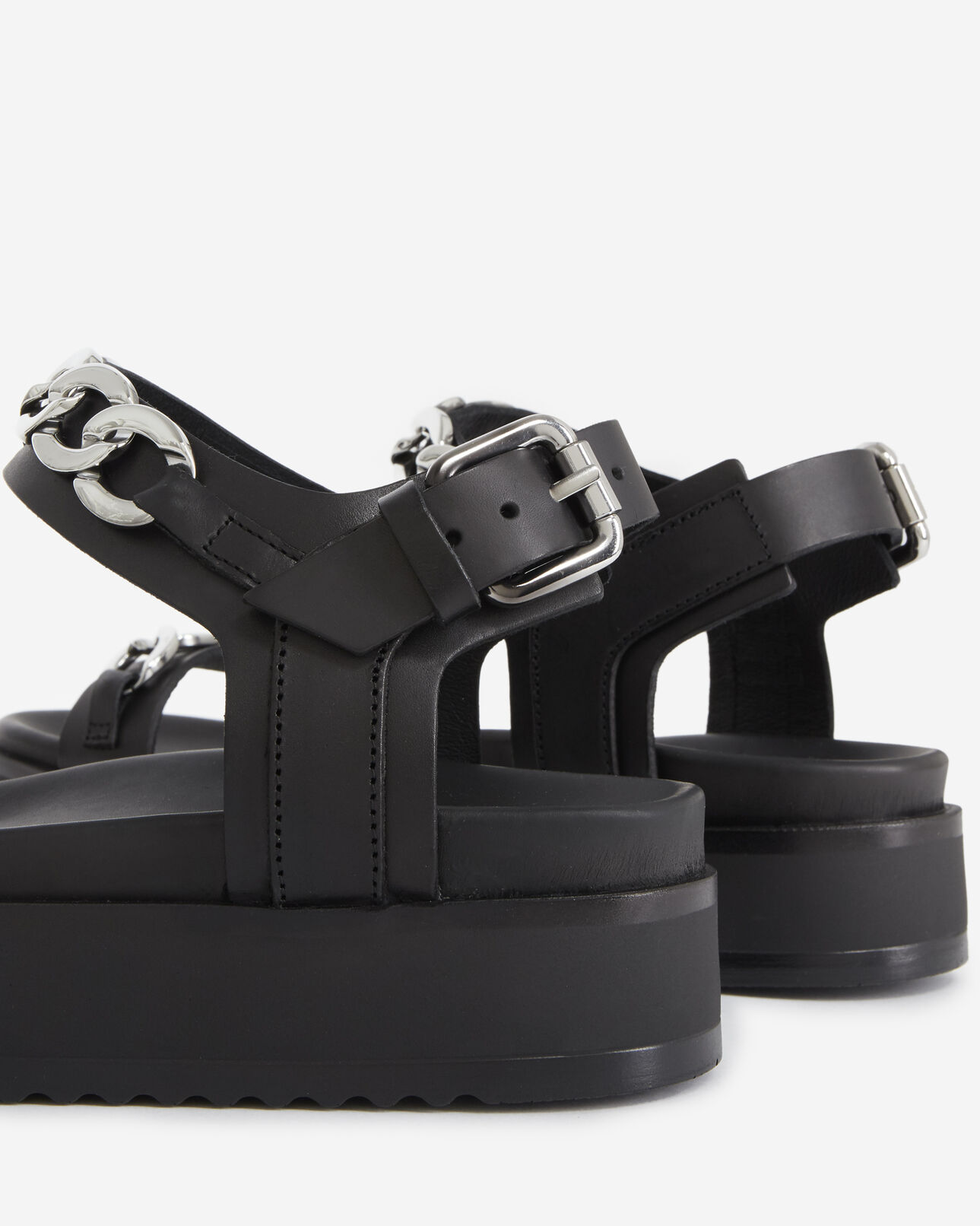 The Kooples FEMME BLACK sandales compensées noires à chaînes