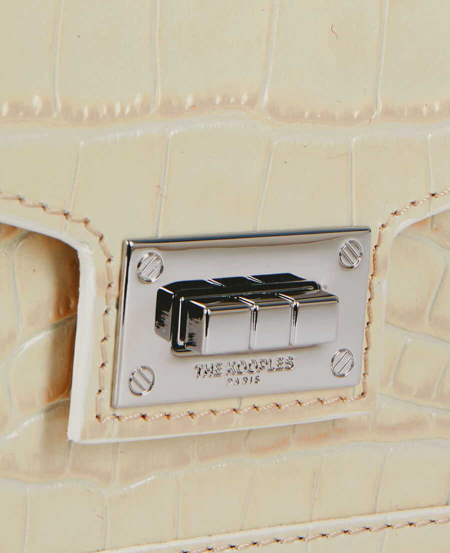 emily chain bag in ecru crocodile-effect leather