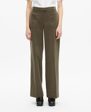 The Kooples FEMME KAKI pantalon large en coton kaki