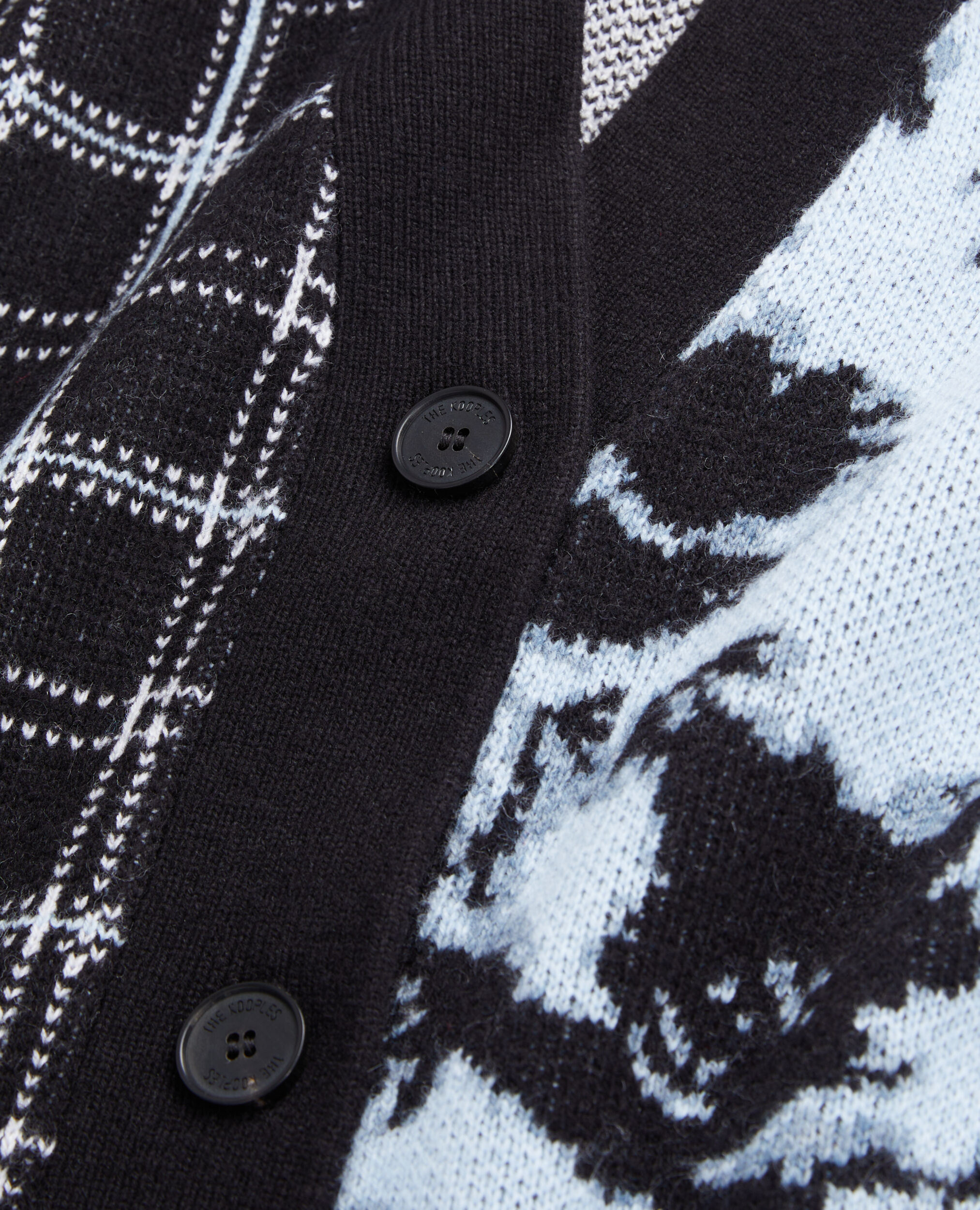 Wool-blend cardigan with patchwork, BLUE MELANGE / BLACK, hi-res image number null