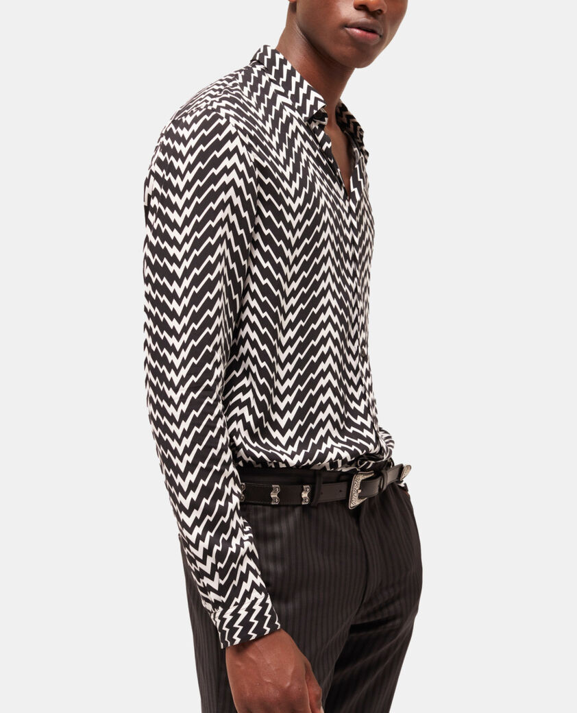 The Kooples HERREN BLACK WHITE hemd mit klassischem kragen und print