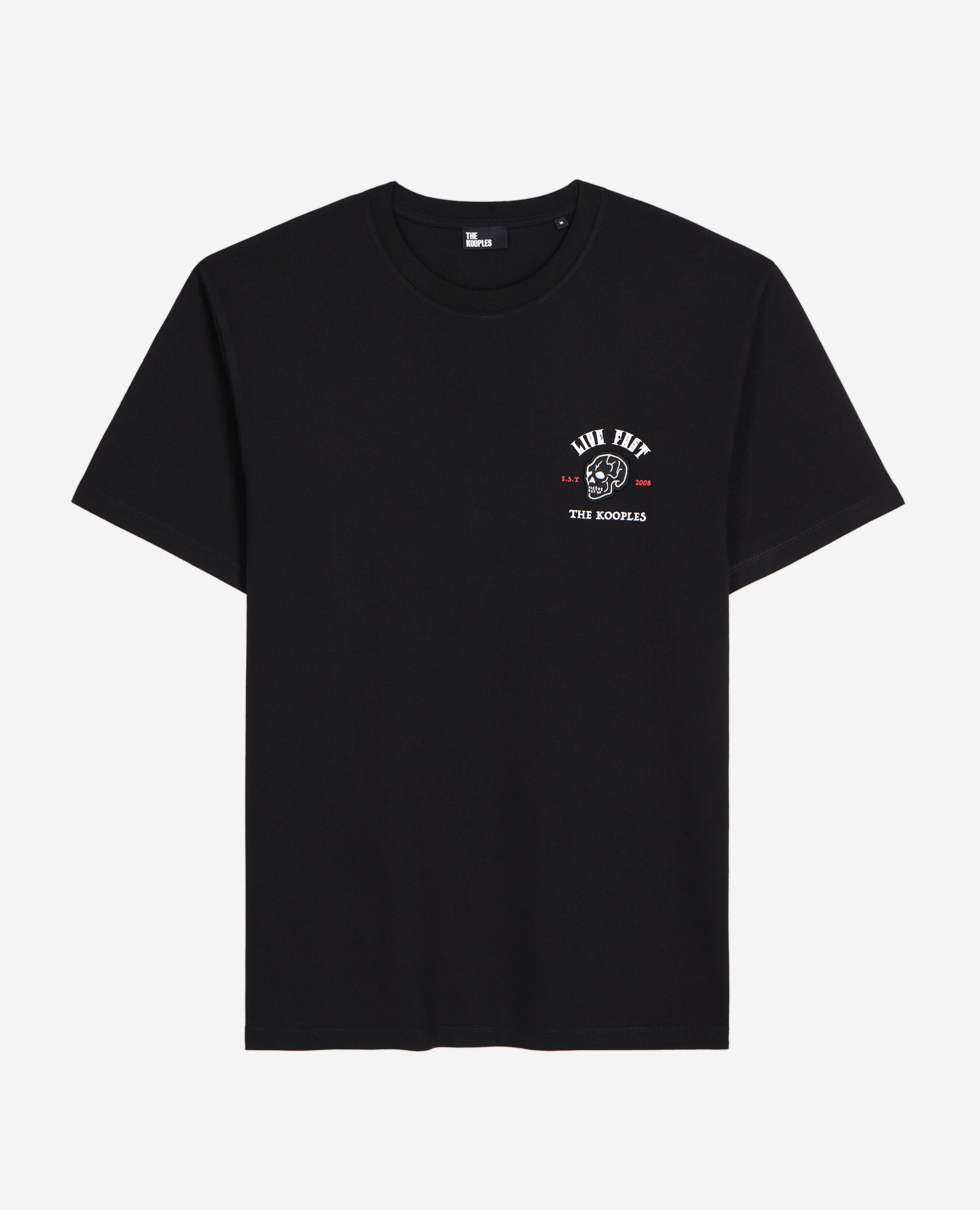 Schwarzes T-Shirt mit „Live fast“-Schriftzug, BLACK, hi-res image number null