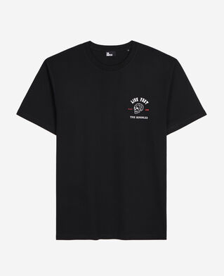 The Kooples HERREN BLACK schwarzes t-shirt mit „live fast“-schriftzug