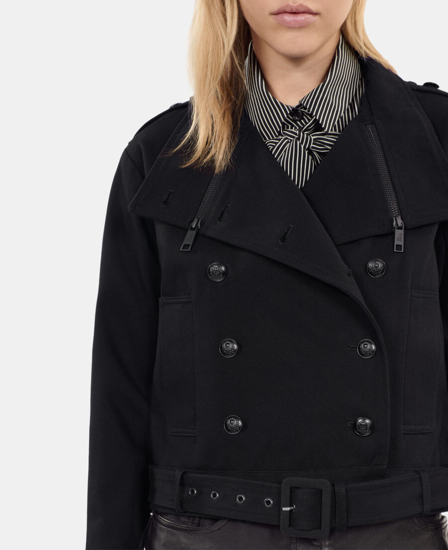 The Kooples DAMEN BLACK schwarze jacke im trenchcoat-stil