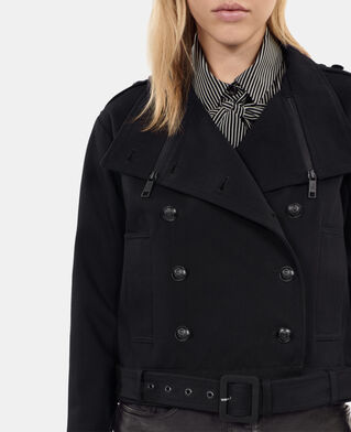 The Kooples DAMEN BLACK schwarze jacke im trenchcoat-stil