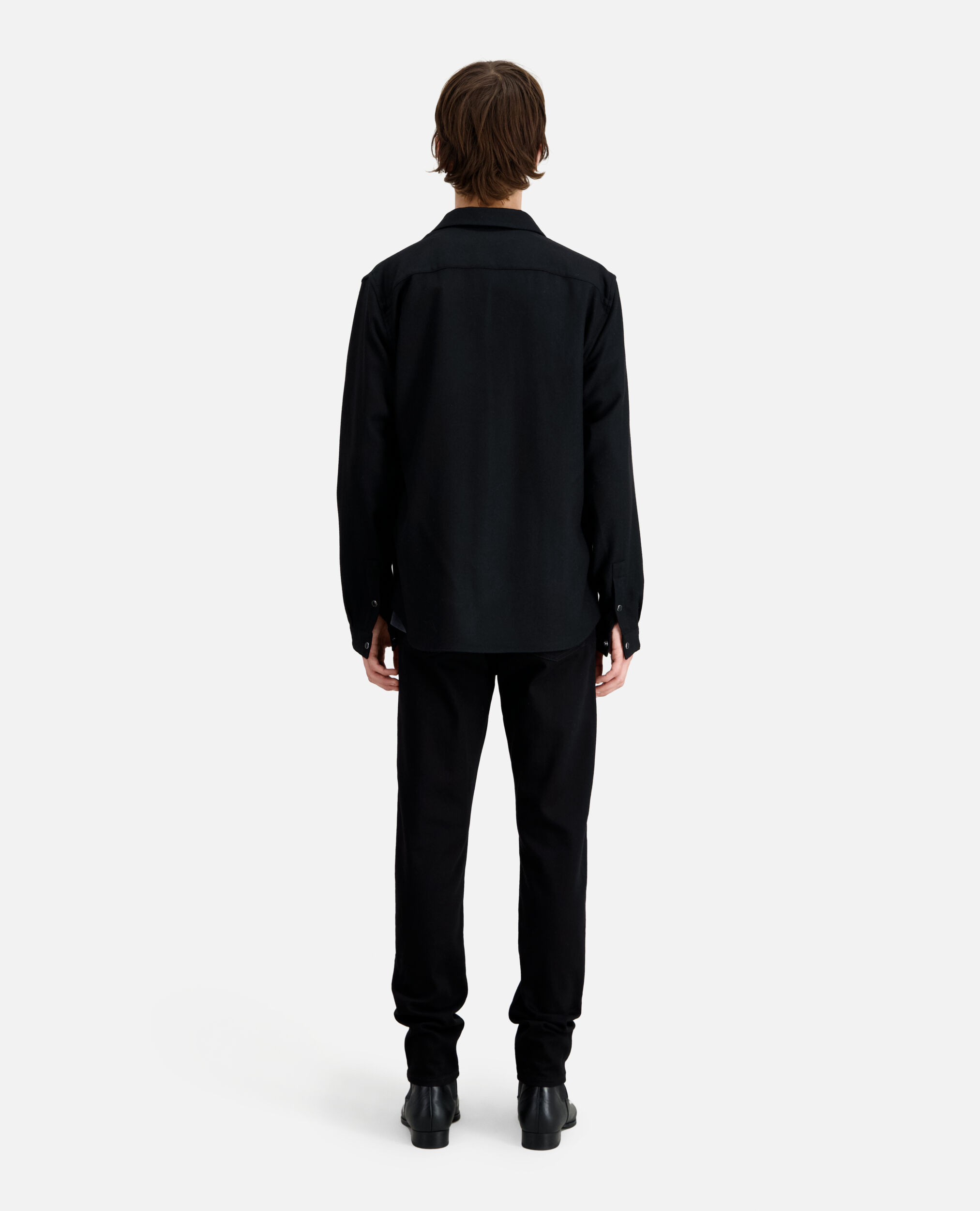 Black flannel shirt, BLACK, hi-res image number null
