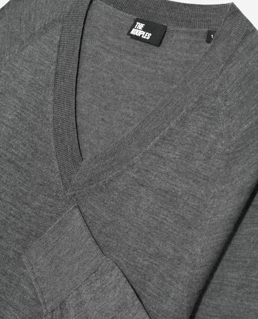The Kooples WOMEN DARK GREY MELANGE grey merino wool v-neck sweater