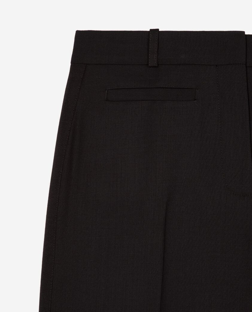 The Kooples DAMEN BLACK weit geschnittene hose mit schwarzem wollband