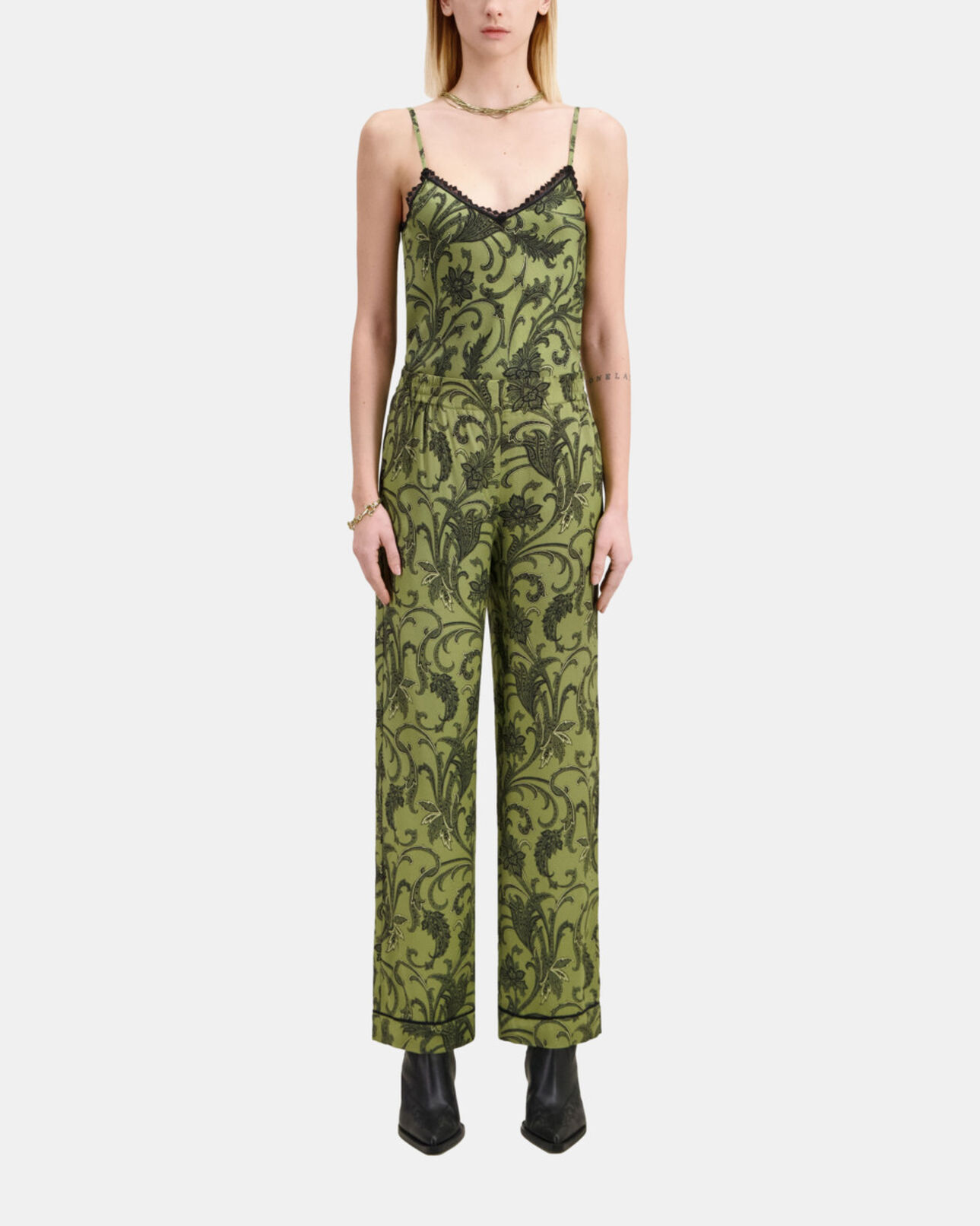 The Kooples WOMEN KAKI BLACK printed trousers
