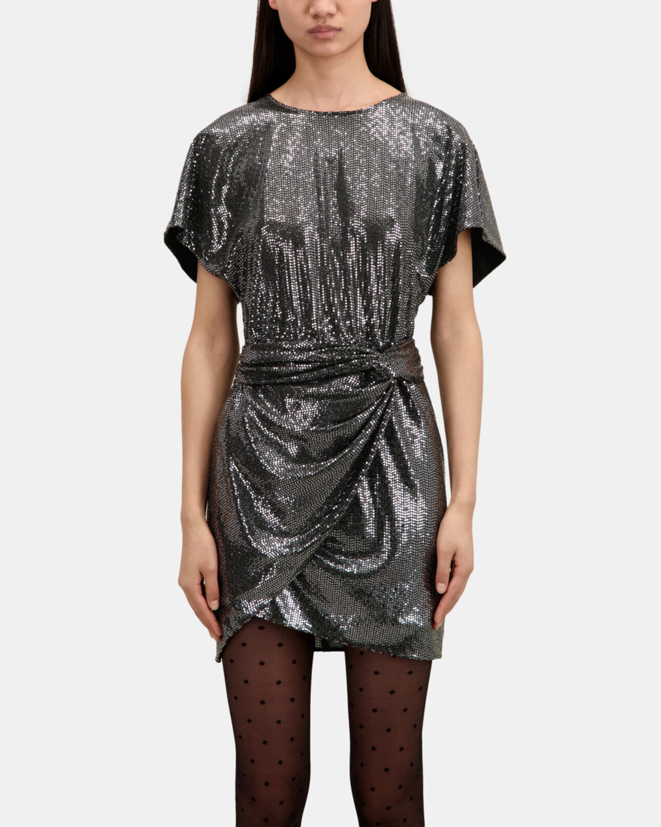 The Kooples DAMEN SILVER kurzes kleid mit metalliceffekt