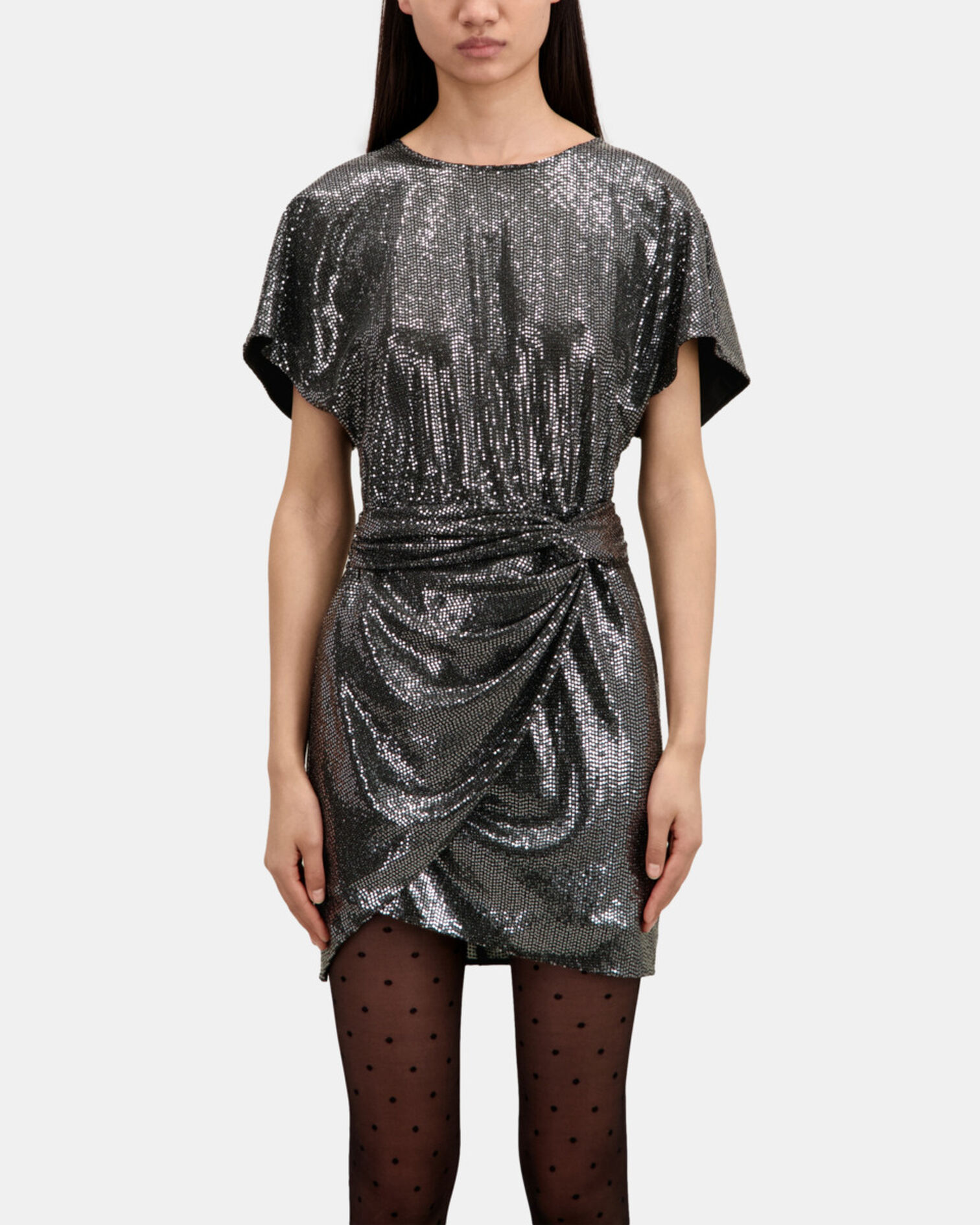 Kurzes Kleid mit Metalliceffekt, SILVER, hi-res image number null