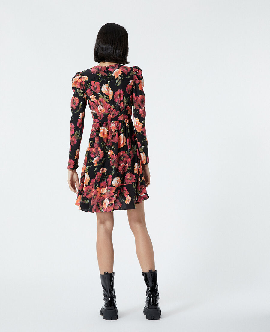 short floral printed silk dress