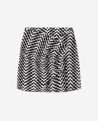The Kooples WOMEN BLACK WHITE short black draped skirt