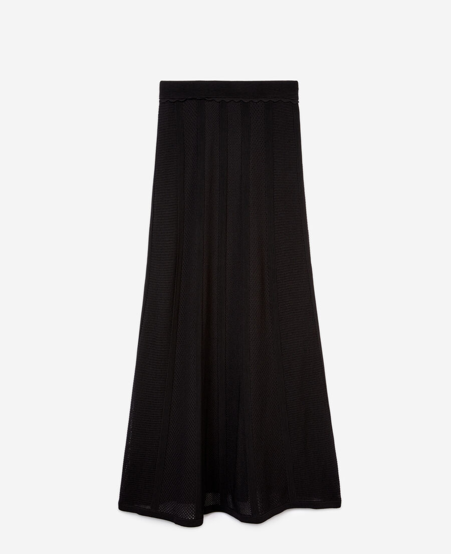 long black openwork knit skirt