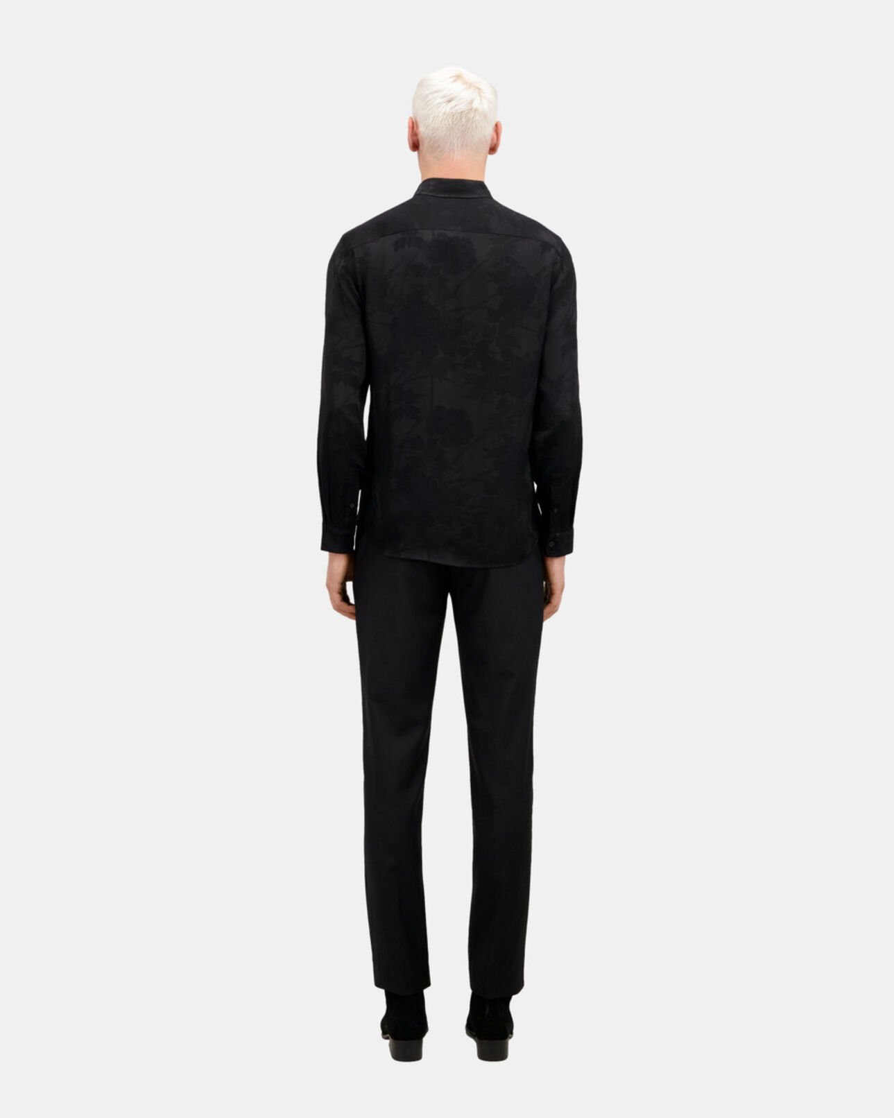 The Kooples HOMME BLACK chemise jacquard à fleurs noire