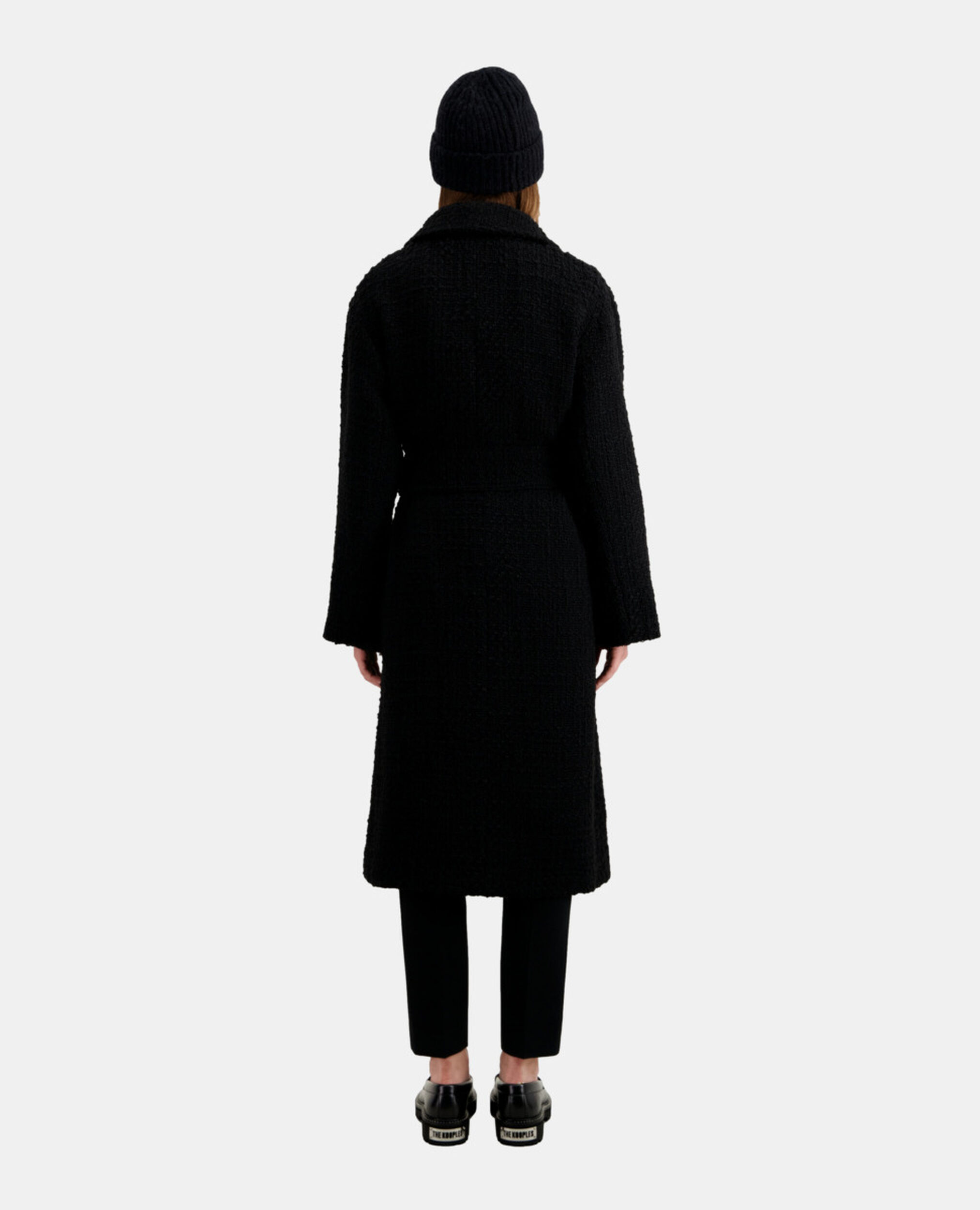 Long black tweed coat, BLACK, hi-res image number null