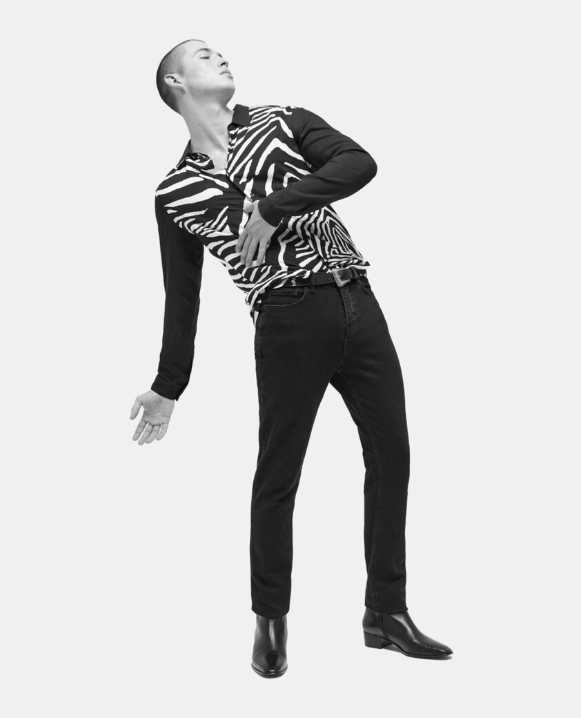 The Kooples HOMBRE BLACK WHITE camisa cuello cl&aacute;sico estampada